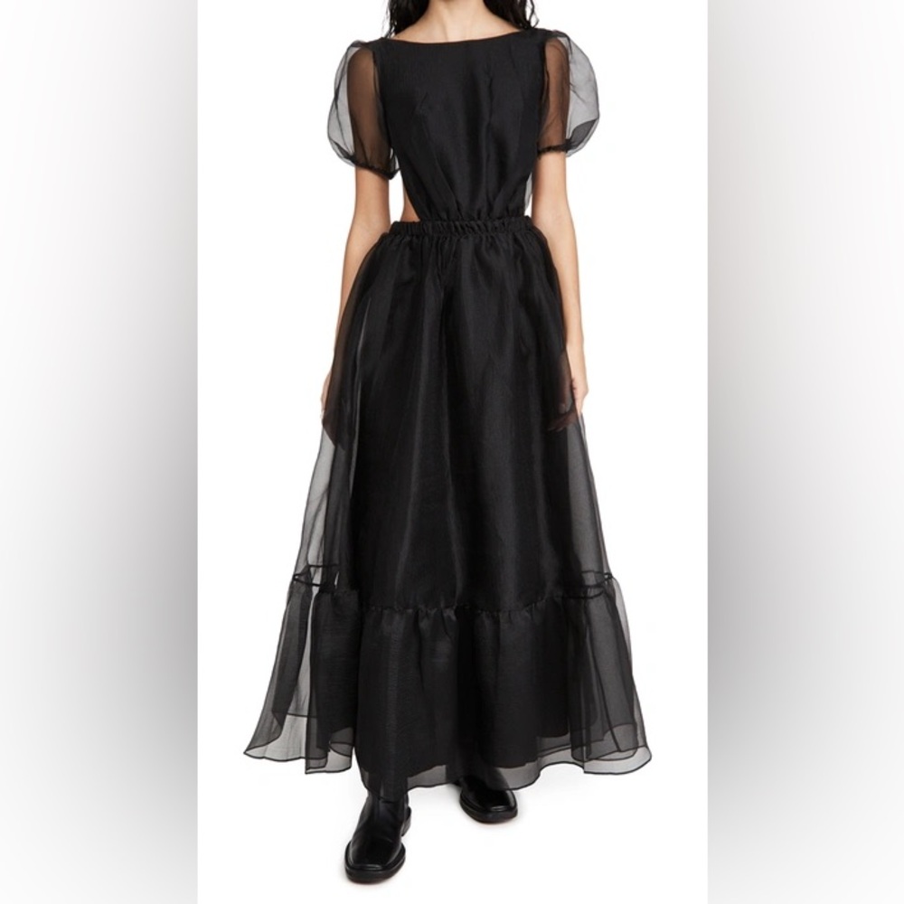 STAUD Penelope Organza Puff Sleeve Dress in Size Extra Small.